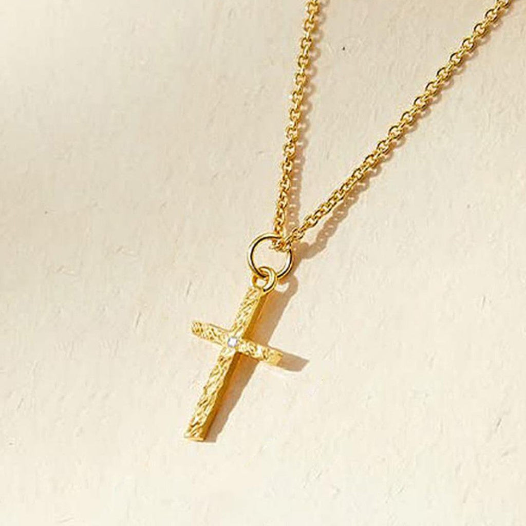 2 Piece Initial Letter & Cross Necklace Set