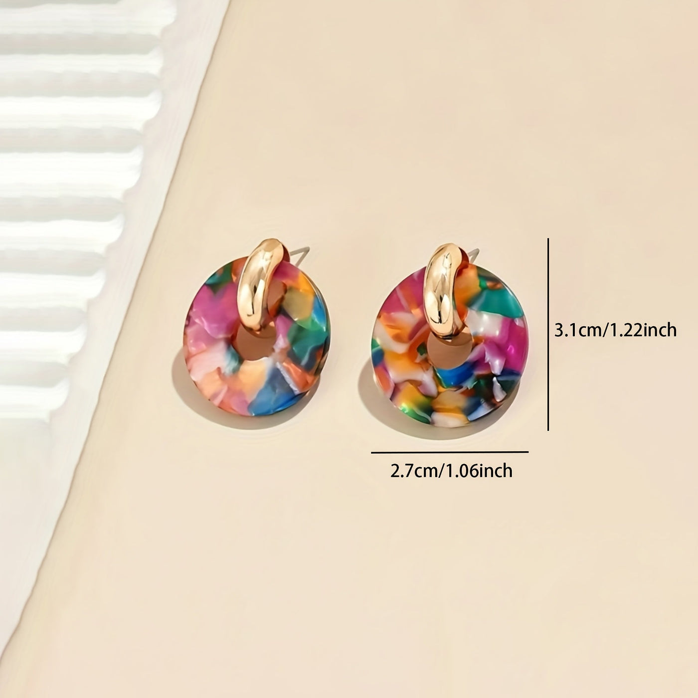 Modern Bold Artistic Design Colorful Resin Statement Earrings