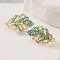 Bohemian Gold Design Turquoise Leaf Earrings