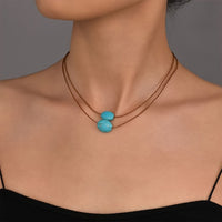 Vintage Double Layer Turquoise Beaded Necklace