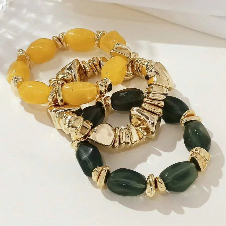 Bohemian Retro Geometric Thick Acrylic Beaded Bracelet