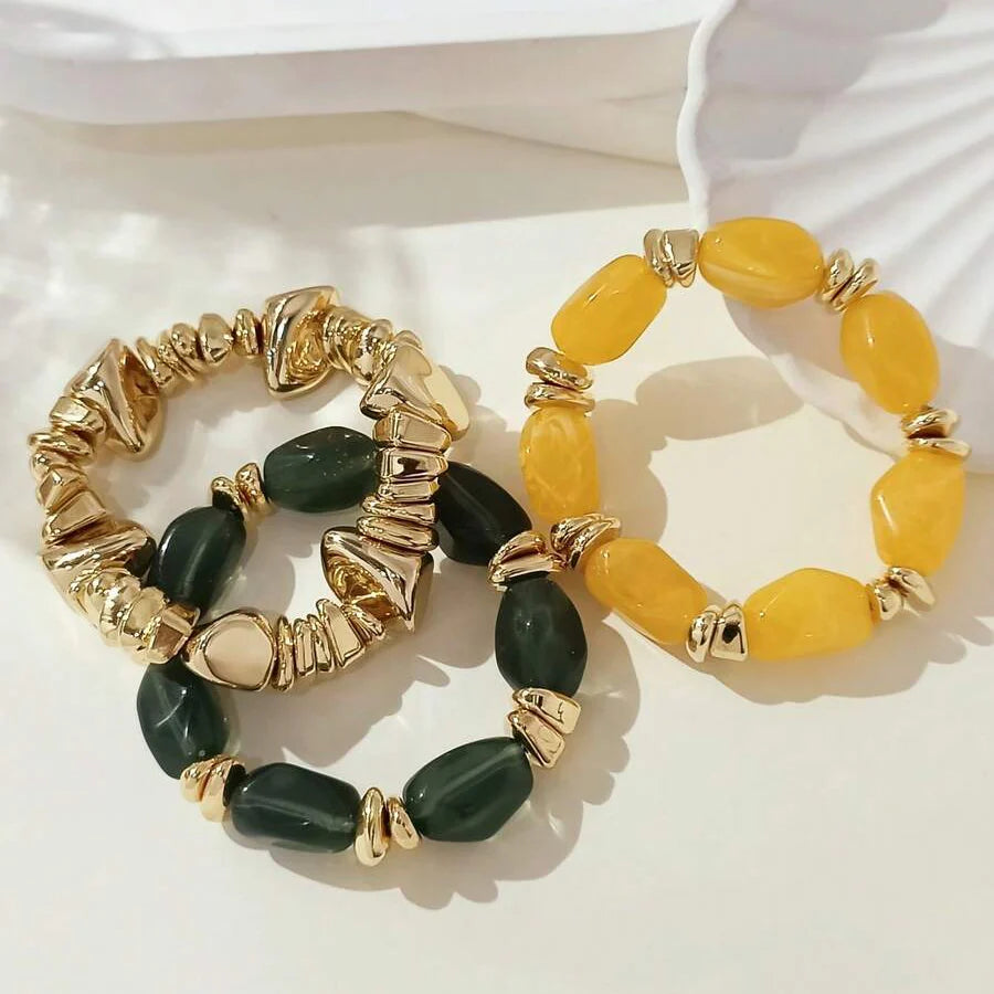 Bohemian Retro Geometric Thick Acrylic Beaded Bracelet