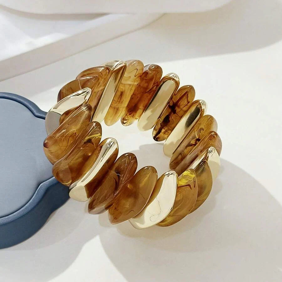 Bohemian Retro Geometric Thick Acrylic Beaded Bracelet