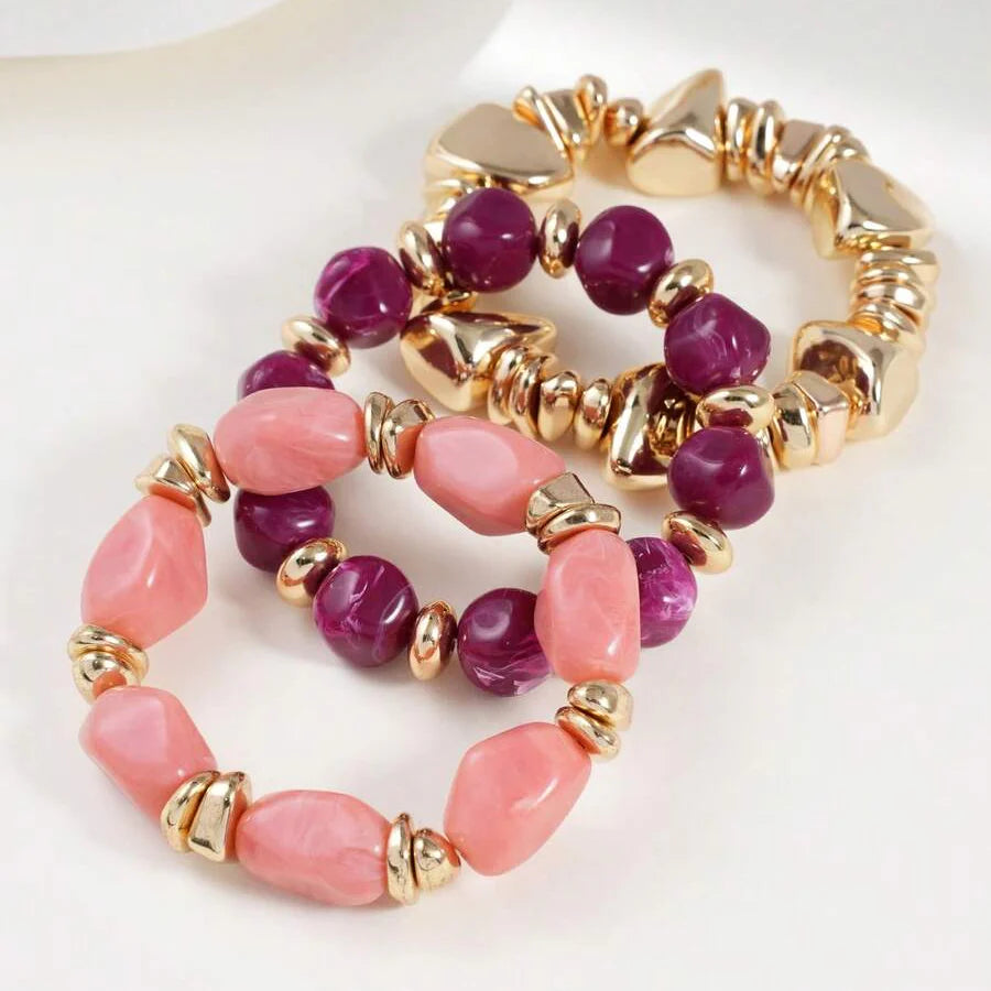 Bohemian Retro Geometric Thick Acrylic Beaded Bracelet