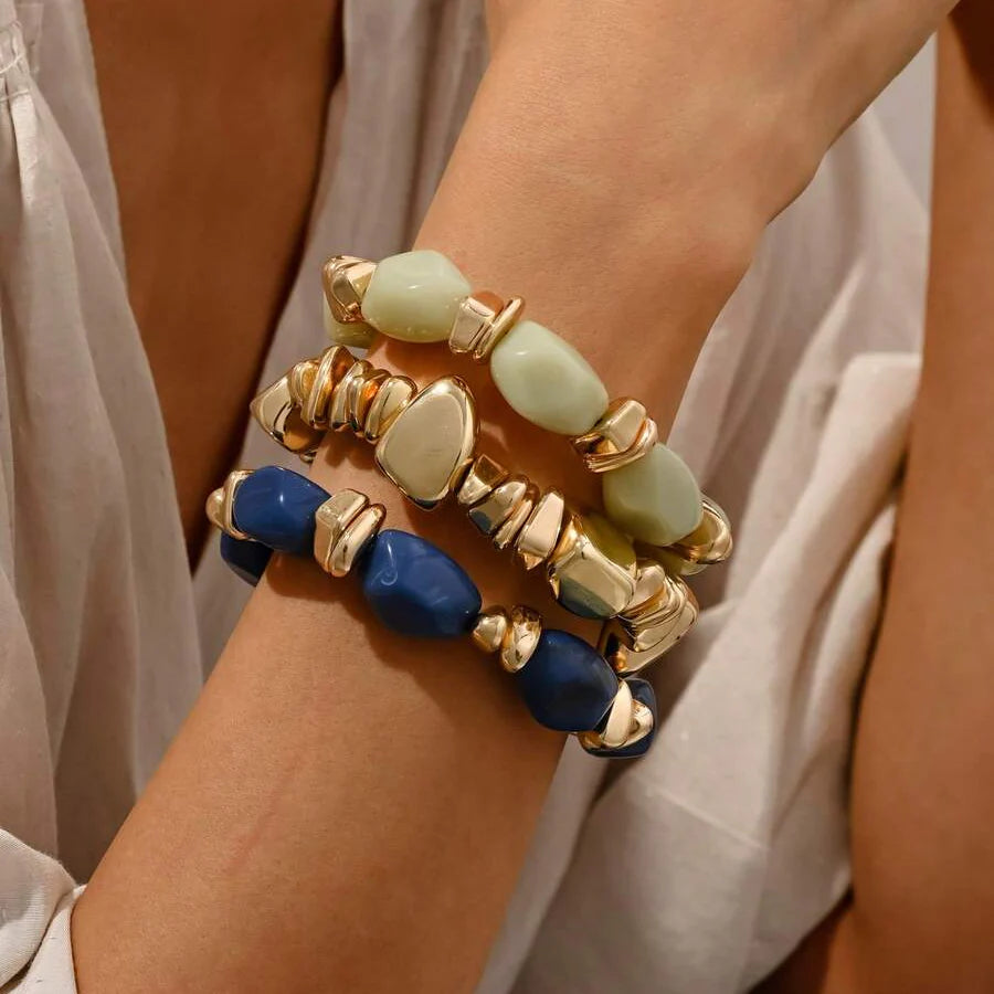 Bohemian Retro Geometric Thick Acrylic Beaded Bracelet