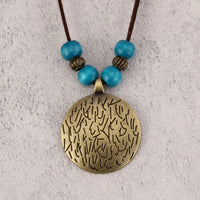 Vintage Twelve Constellations Wooden Beaded Pendant Necklace