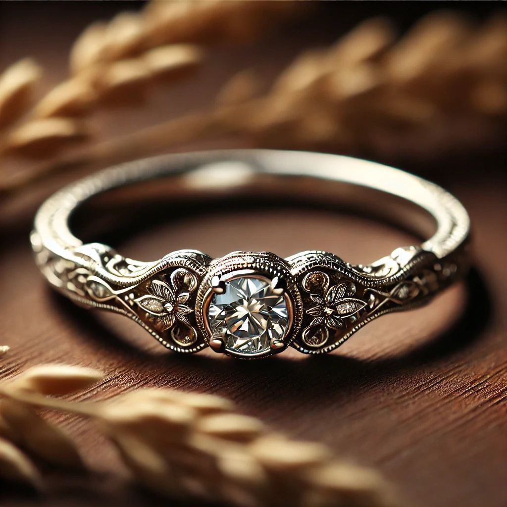 Vintage Blossom Solitaire Ring