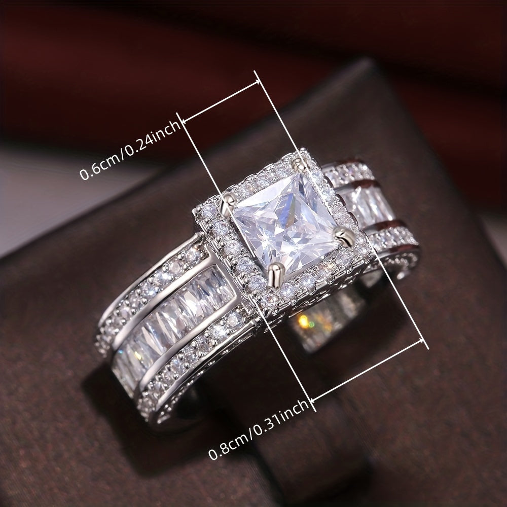 Elegant Square Zirconia with Radiant Cubic Ring