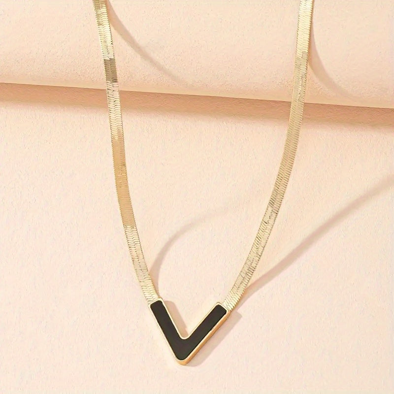 Sleek Minimalist Chain V-Shaped Pendant Necklace