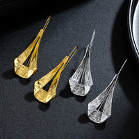 Vintage Style Hollow Geometric Hammered Pendant Earrings