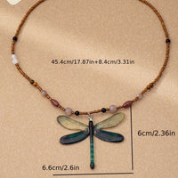 Bohemian Multicolored Beads Dragonfly Necklace