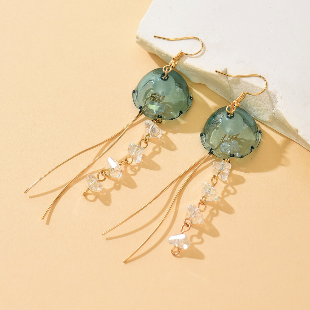 Gold Plated Glass Jellyfish Dangle Earrings
