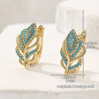 Bohemian Gold Design Turquoise Leaf Earrings