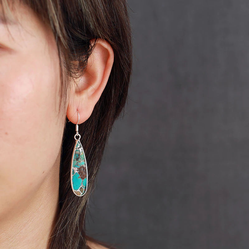 Chic Turquoise Jasper Teardrop Earrings