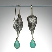 Vintage Silver Tone Geometric Irregular Shape Turquoise Drop Earrings