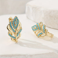Bohemian Gold Design Turquoise Leaf Earrings