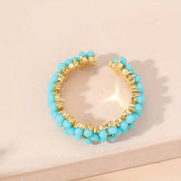 Vintage Beaded Cluster Zirconia Inlaid Geometric Round Ring