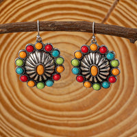 Vintage Sunburst Multistone Statement Earrings