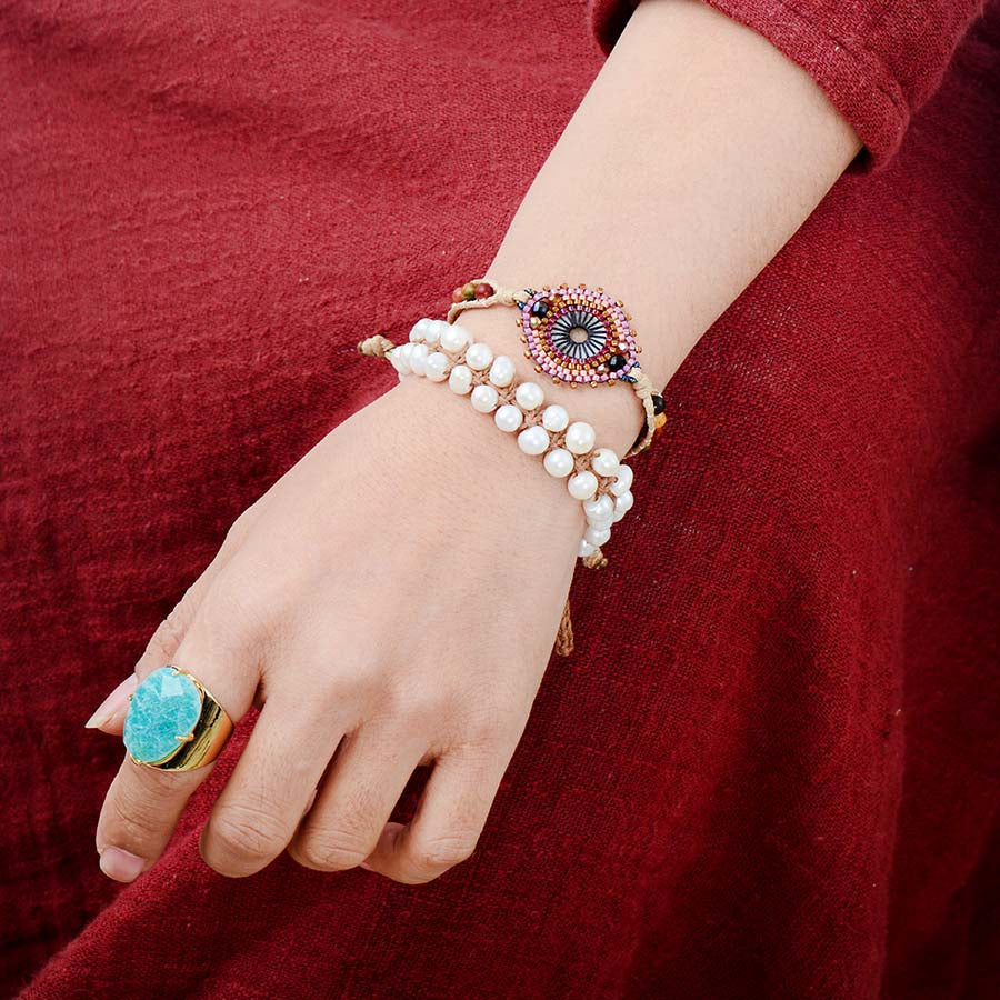 Adjustable Amazonite Statement Band Ring
