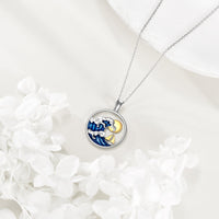 Ocean Wave Sun & Sailboat Pendant Necklace