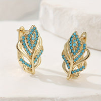 Bohemian Gold Design Turquoise Leaf Earrings