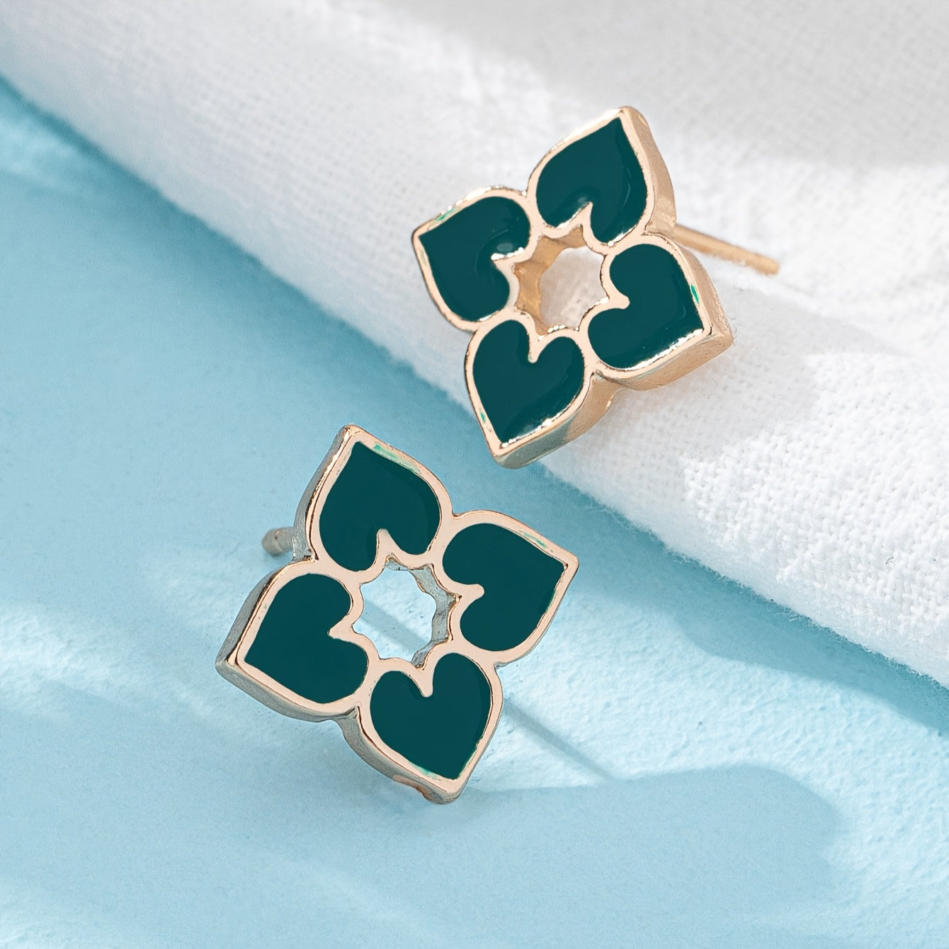 Elegant Enamel Heart Stud Earrings