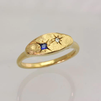 Vintage Celestial Blue Star Gold Plated Ring
