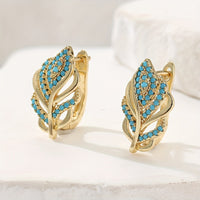 Bohemian Gold Design Turquoise Leaf Earrings