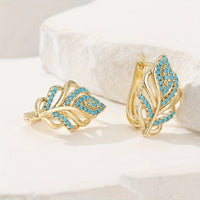 Bohemian Gold Design Turquoise Leaf Earrings