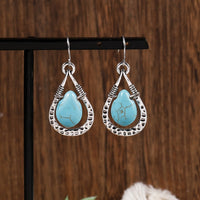 Vintage Retro Water Drop Style Turquoise Pendant Earrings