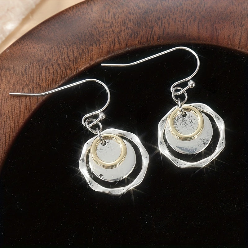 Vintage Bohemian Style Layered Disc Drop Earrings
