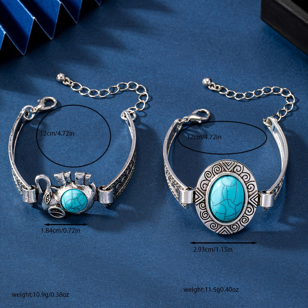 Vintage Turquoise Accent Vintage Silver Bracelet