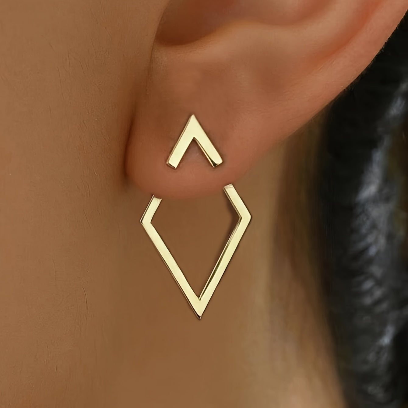 Geometric Gold Plated Cutout Earrings