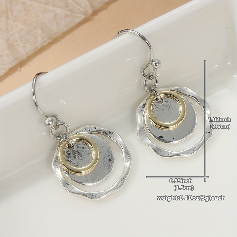 Vintage Bohemian Style Layered Disc Drop Earrings