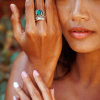 Elegant Green Onyx Leaf Silver Fidget Ring