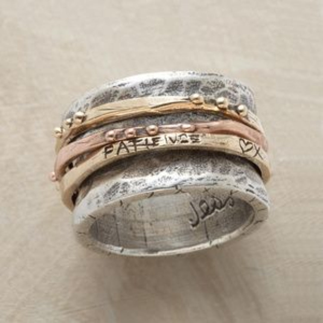 Faith & Love Mixed Metal Spinner Statement Ring