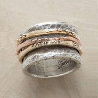 Faith & Love Mixed Metal Spinner Statement Ring