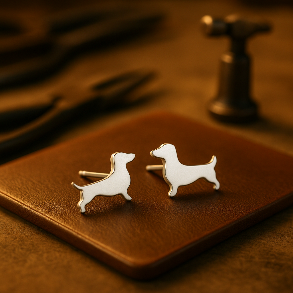 Dachshund button earrings