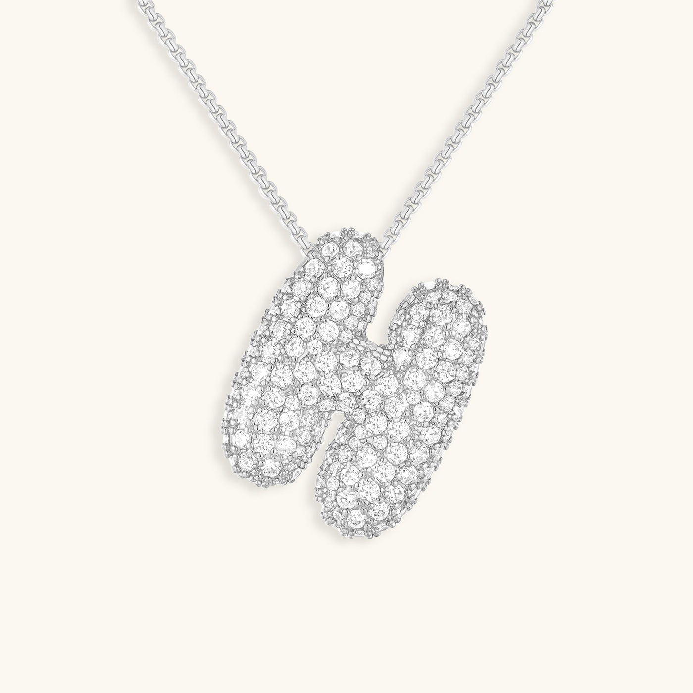 Pavé Diamond Bubble Initial Necklace