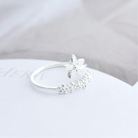 Adjustable 925 Silver and Hand Painted Enamel Wildflower Ring