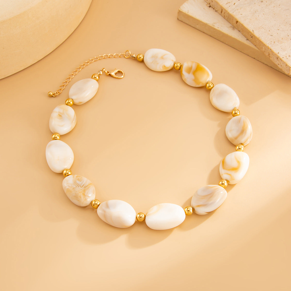 Bohemian Geometric Asymmetrical Beaded Necklace