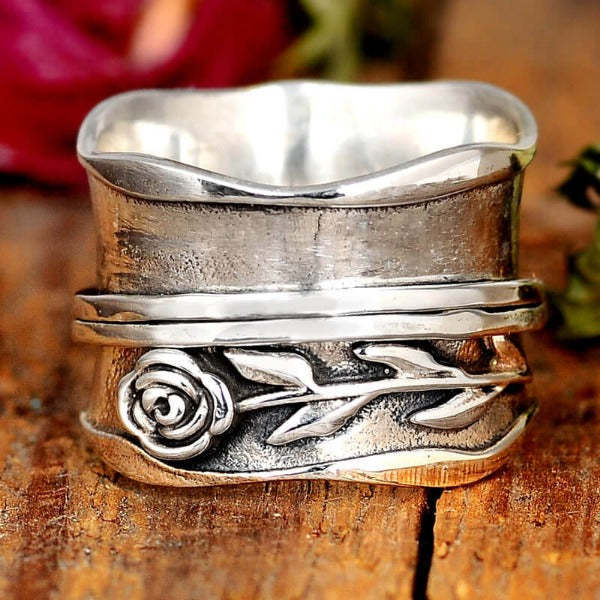 Vintage Bohemian Silver Flower Ring