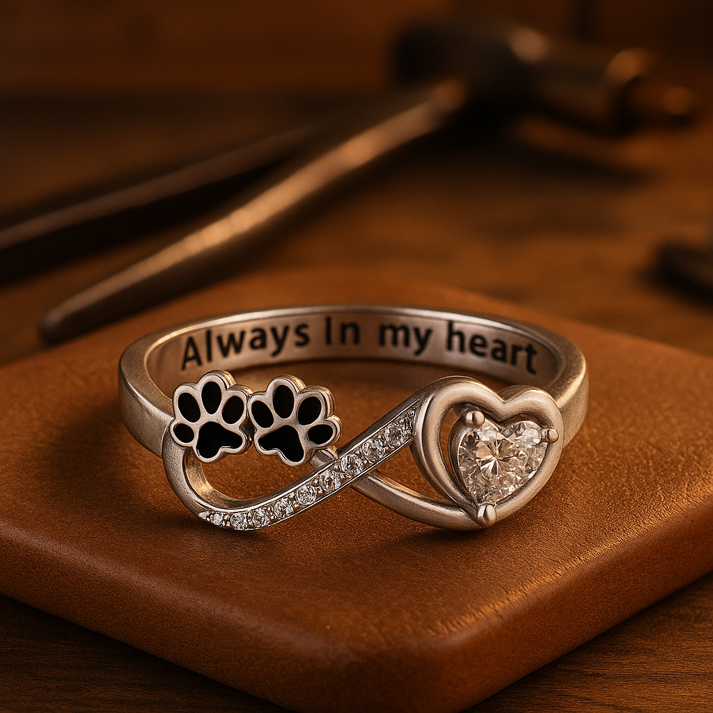 Heart-shaped cubic zirconia ring with infinity design