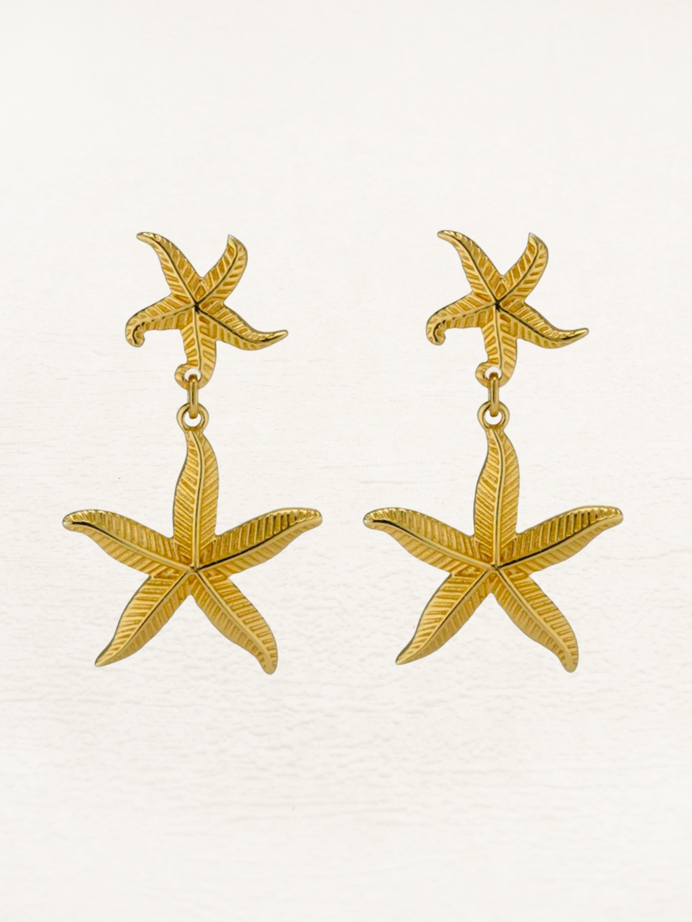 Small Hanging Starfish Earrings Gold