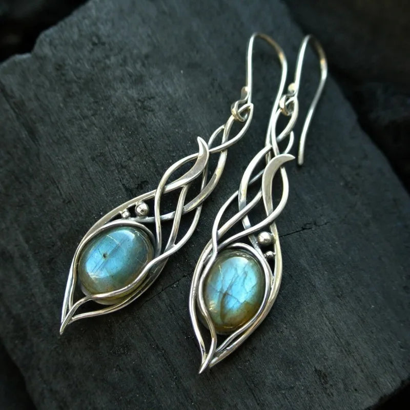 Vintage Handmade Boho Leaf Drop Earrings