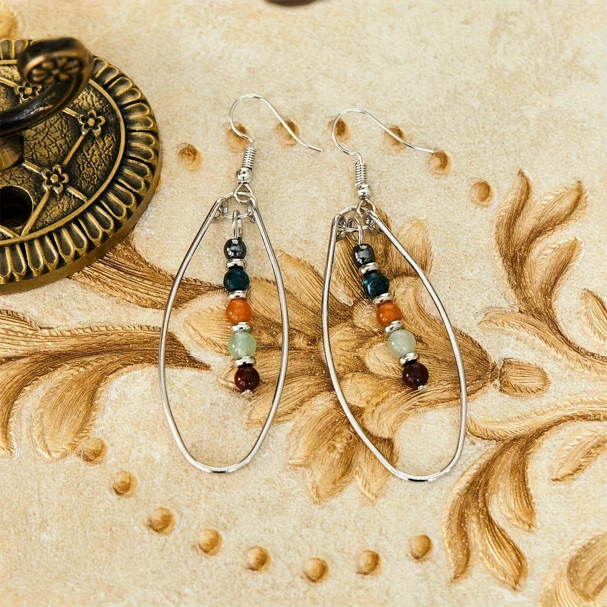 Teardrop Frame Bead Earrings