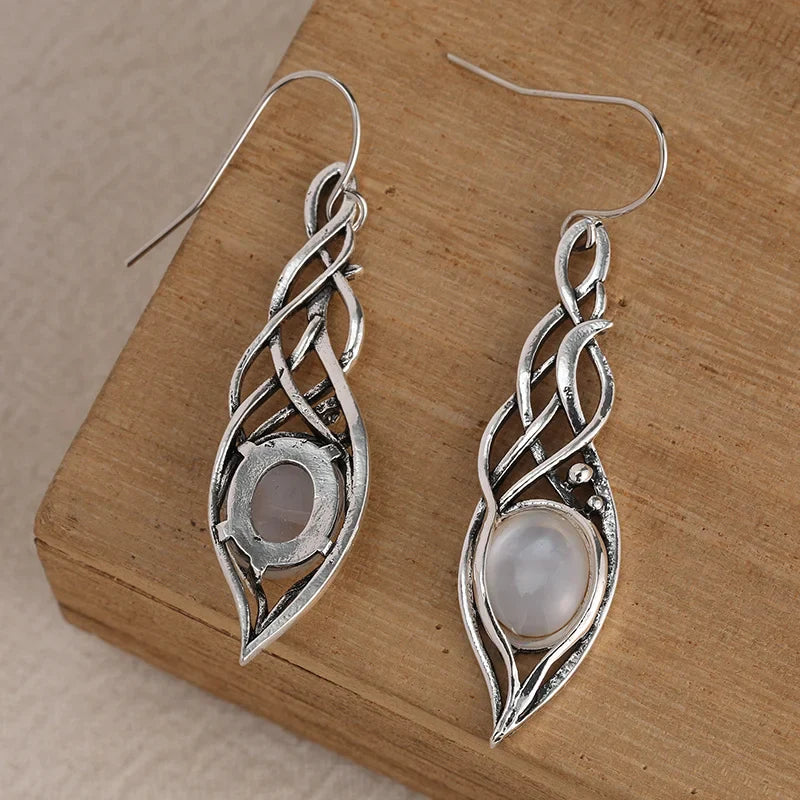 Vintage Handmade Boho Leaf Drop Earrings