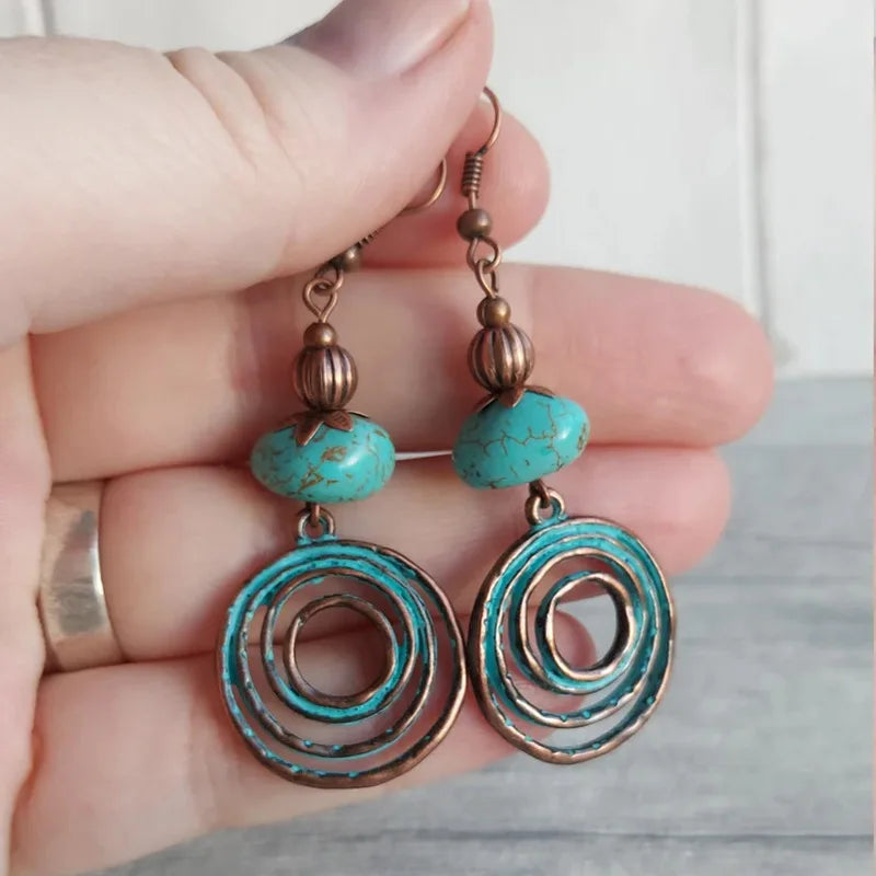 Rustic Patina Spiral Earrings