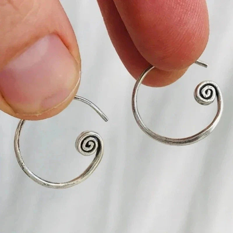 Large Silver Spiral Hoop Earrings
