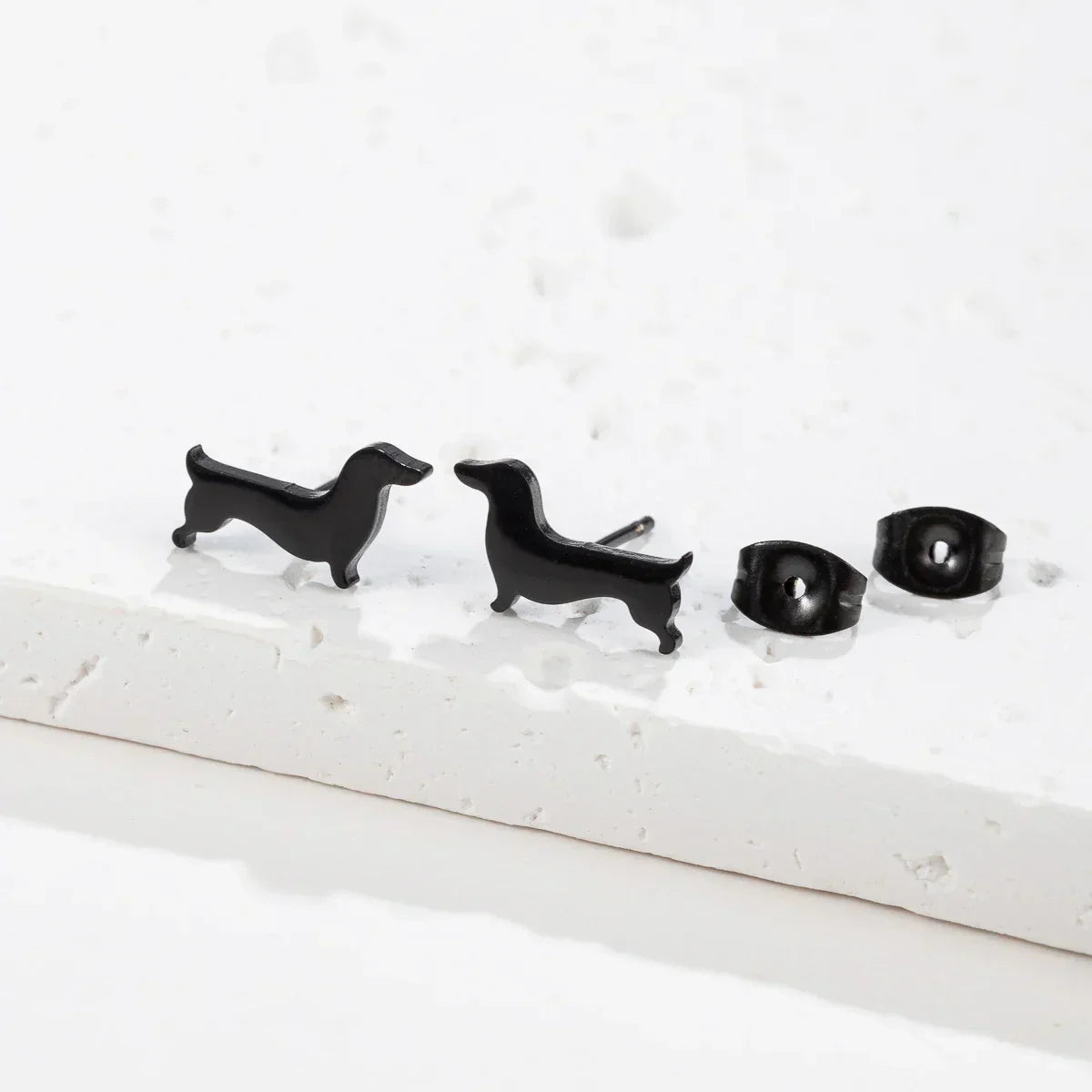 Dachshund button earrings